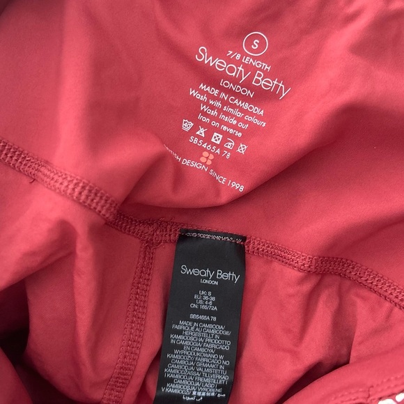 Sweaty Betty Leggings 7/8 Goddess Foil Print High Waisted Red Terrazzo - Picture 6 of 7